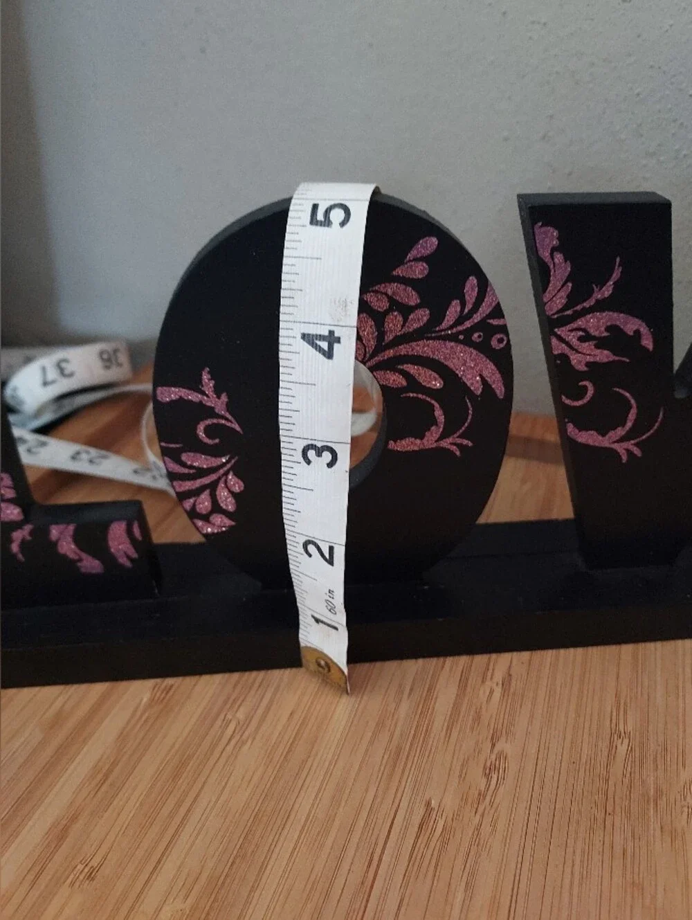 LOVE Black Decorative Letters with Pink Accent